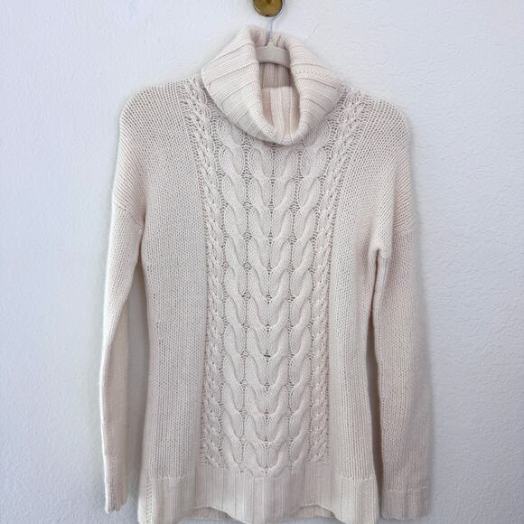 Banana Republic Cable Knit Sweater Size S 100% Cashmere Winter Neutral Cream - Picture 1 of 5